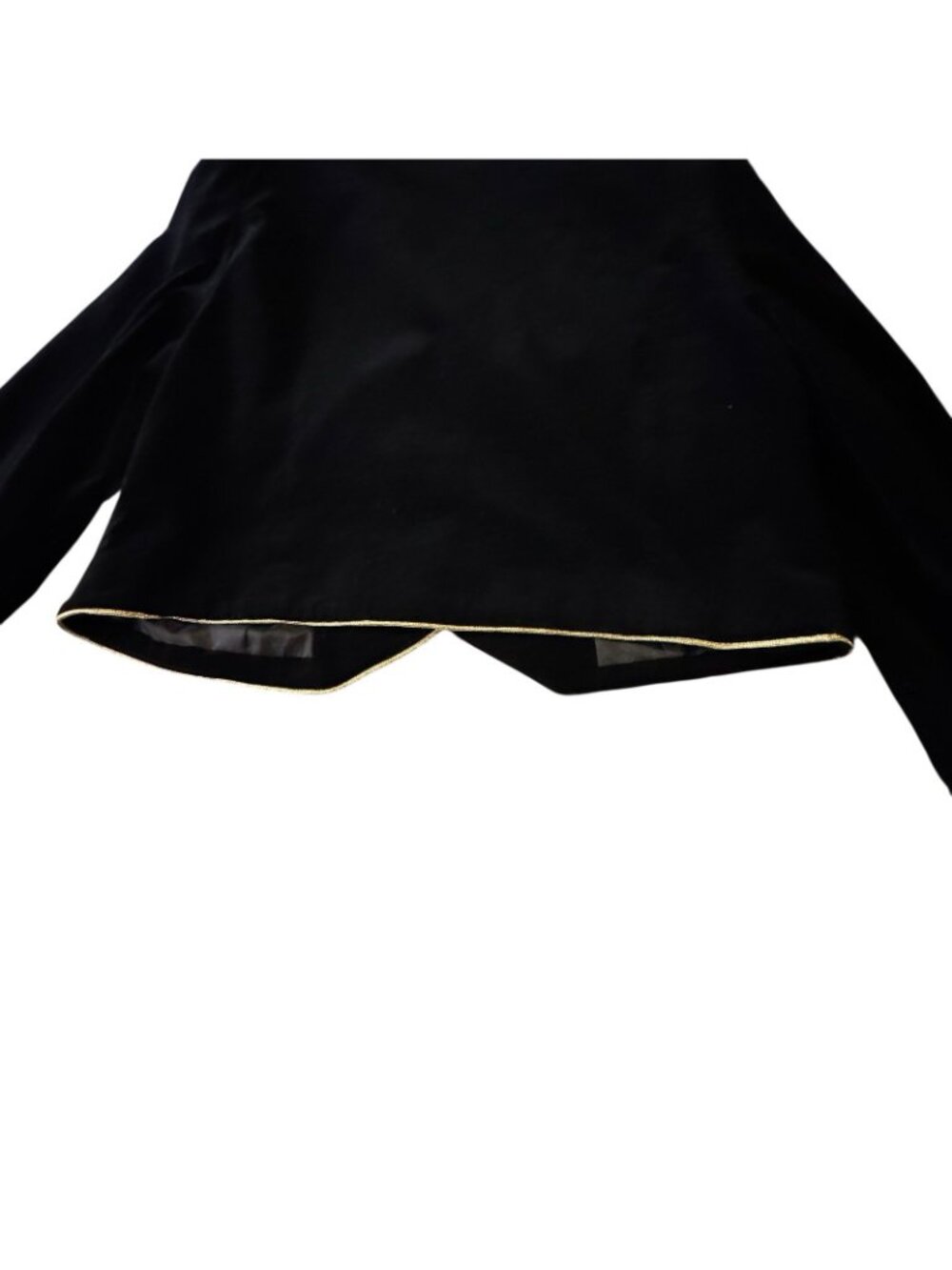 Black Velvet Bolero Jacket Women's Size 14 Gold Piping Lined Buttons Vintage 90s - Picture 5 of 15